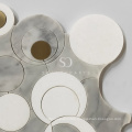 Soulscrafts White Thassos Brass Circle  Blend Foshan Marble Waterjet Mosaic Tile